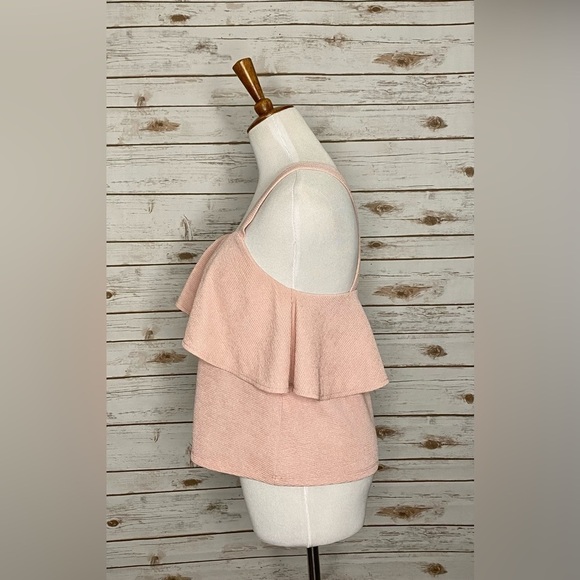 Madewell pink ballet core textured ruffled tank top - Picture 3 of 5
